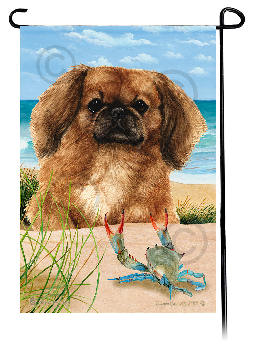 Pekingese Summer Flowers Garden Flag