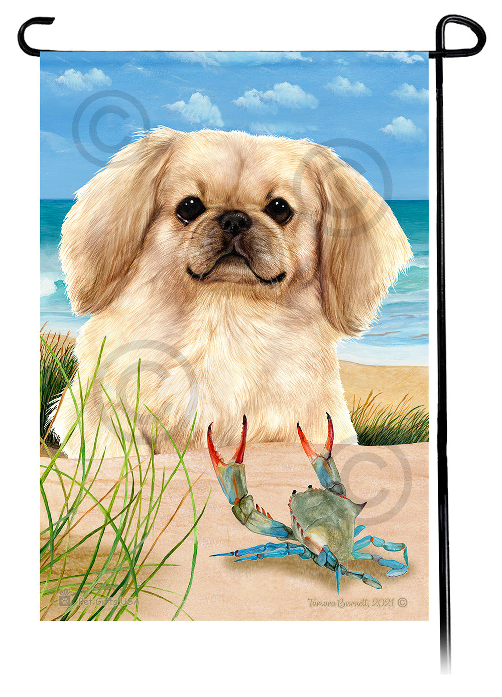 Pekingese Summer Flowers Garden Flag