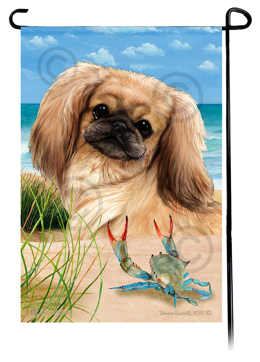 Pekingese Summer Flowers Garden Flag