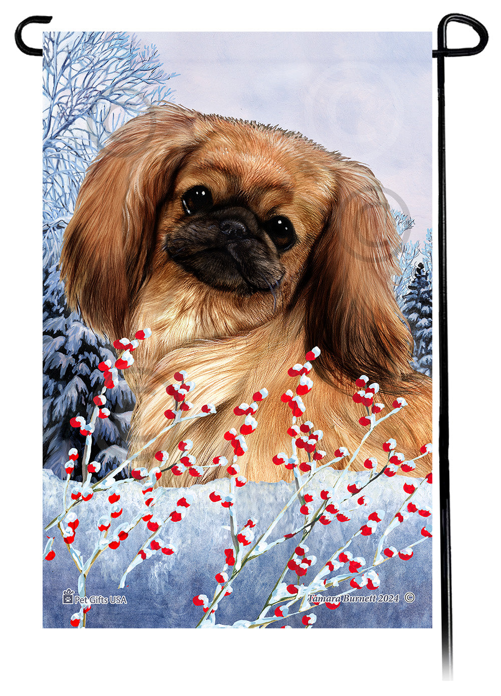 Pekingese Winterberries - Garden Flag