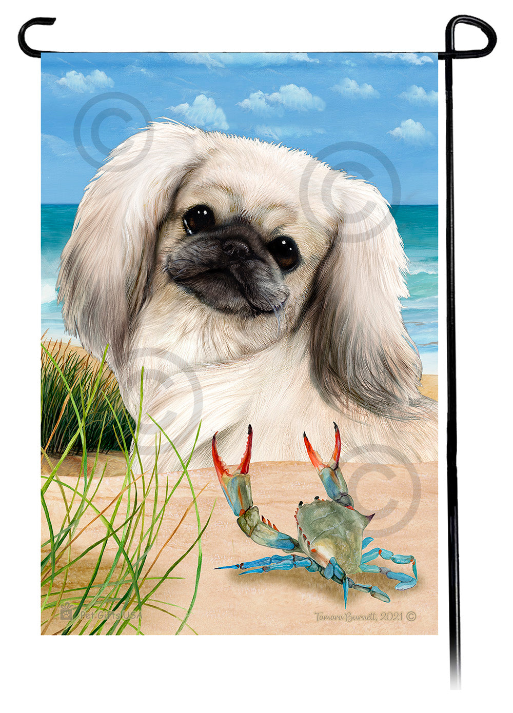 Pekingese Summer Flowers Garden Flag