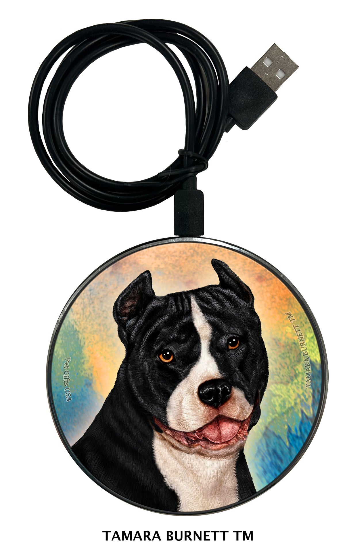 Pit Bull Black and White Cropped Zoomies Wireless Charger