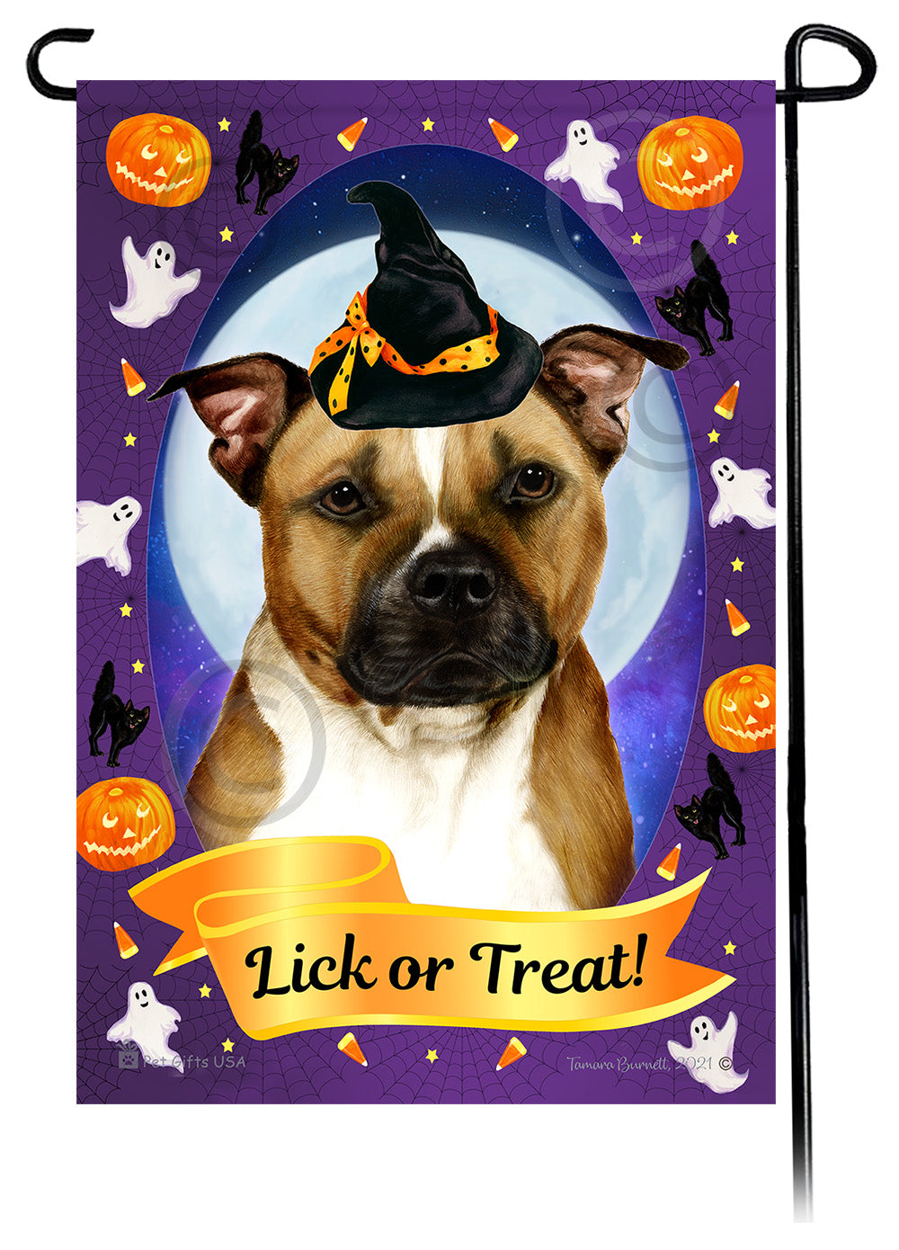 Pit Bull Halloween Howls - Garden Flag