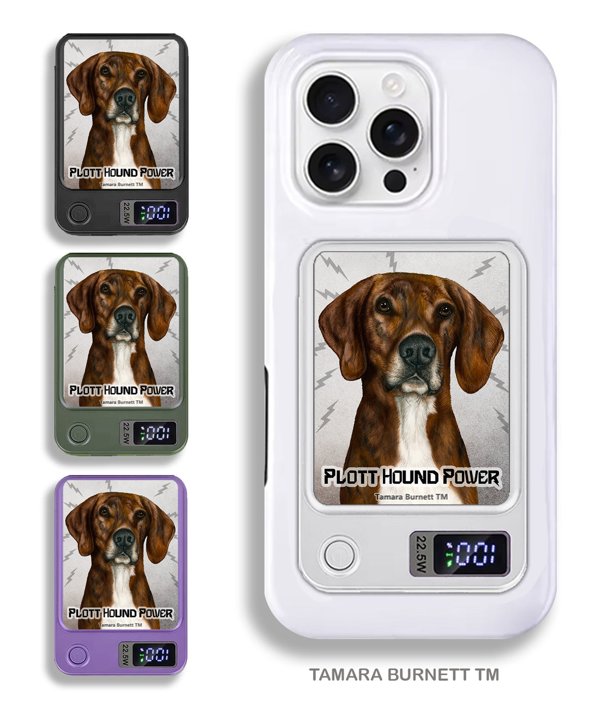 Plott Hound Brindle and White Phone Bank Wireless Charger