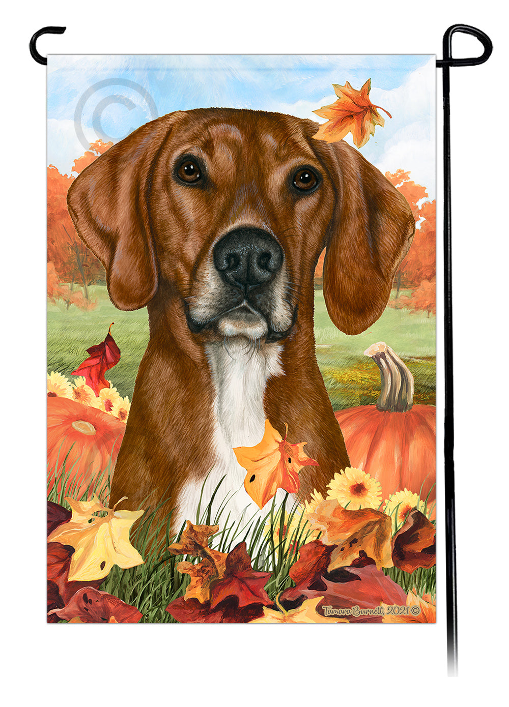 Plott Hound Falling Leaves - Garden Flag