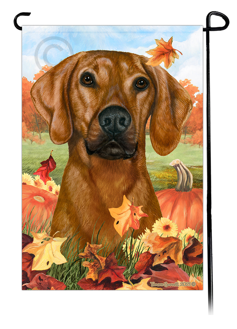 Plott Hound Falling Leaves - Garden Flag