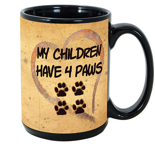 My Children Have 4 Paws Mug - Paw Marks On My Heart Mugs 15 oz