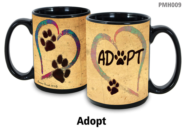 Adopt Mug - Paw Marks On My Heart Mugs 15 oz