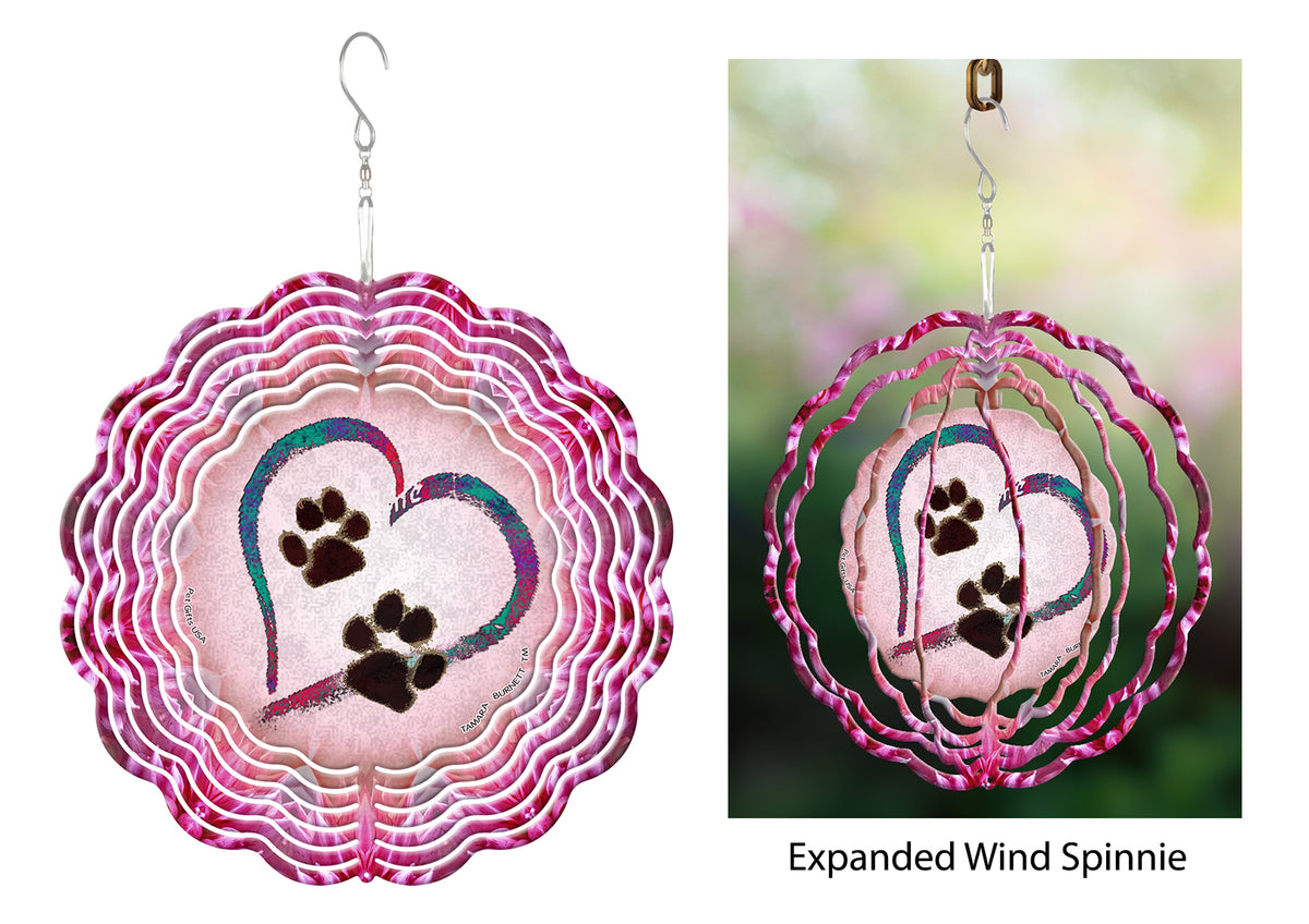 Pink Paw Marks On My Heart Wind Spinner