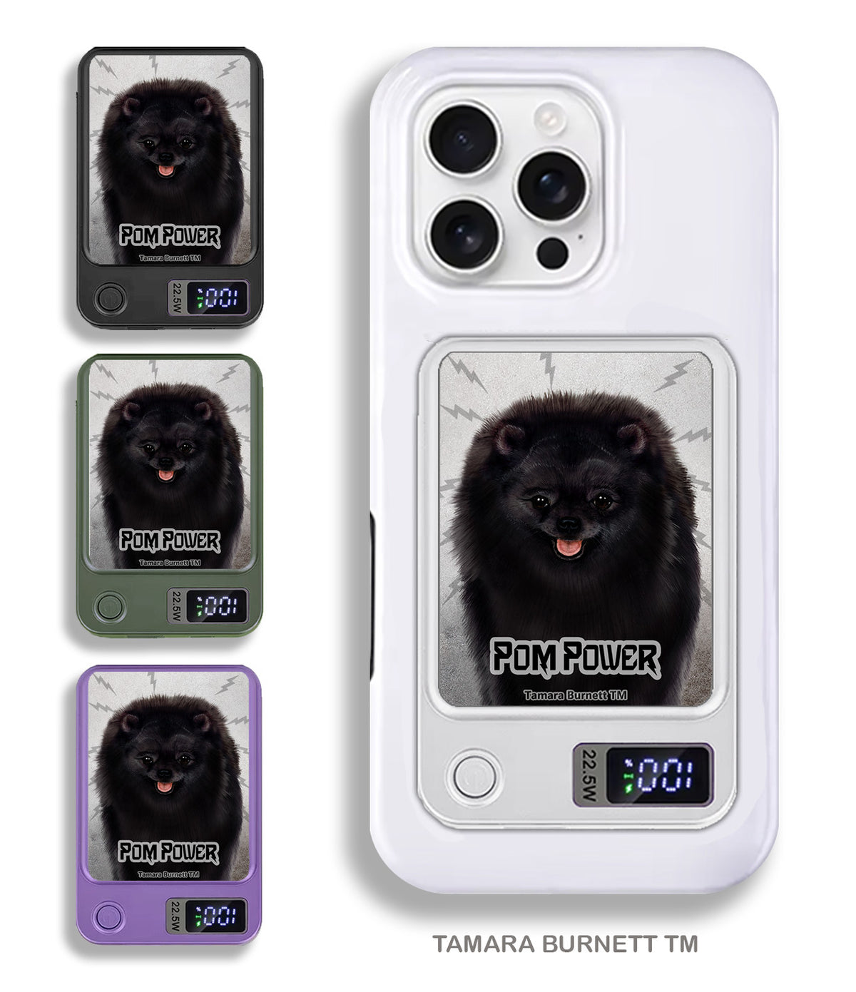Pomeranian Black Phone Bank Wireless Charger