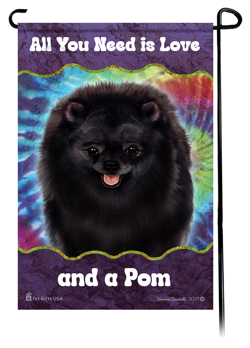 Pomeranian All You Need Is Love Garden Flags