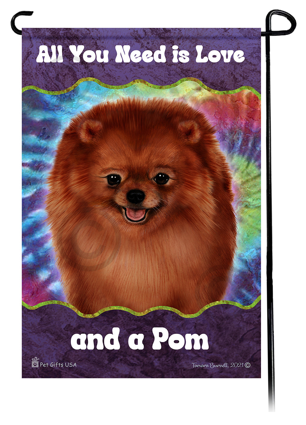 Pomeranian All You Need Is Love Garden Flag