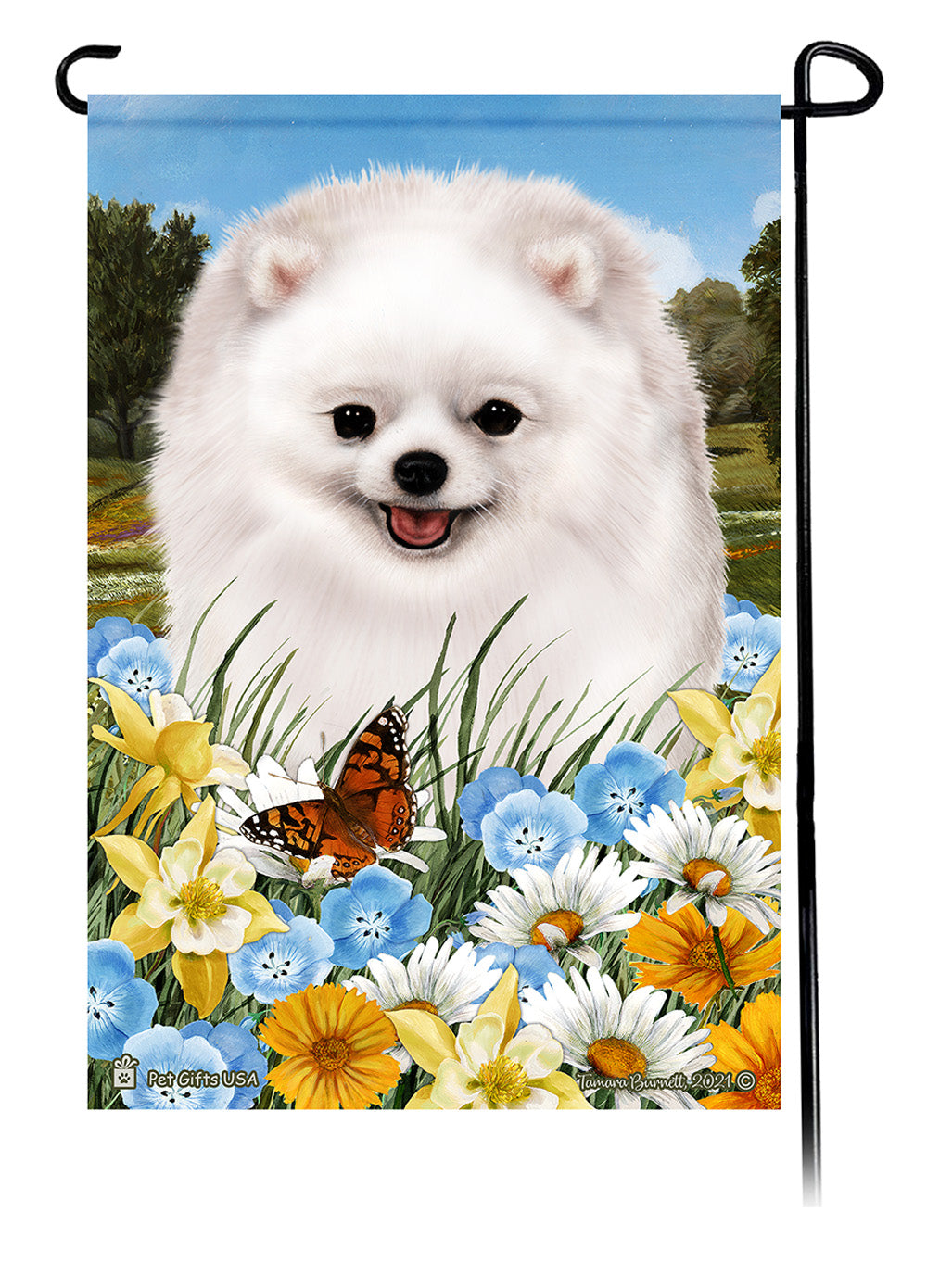 Pomeranian Summer Flowers - Garden Flag