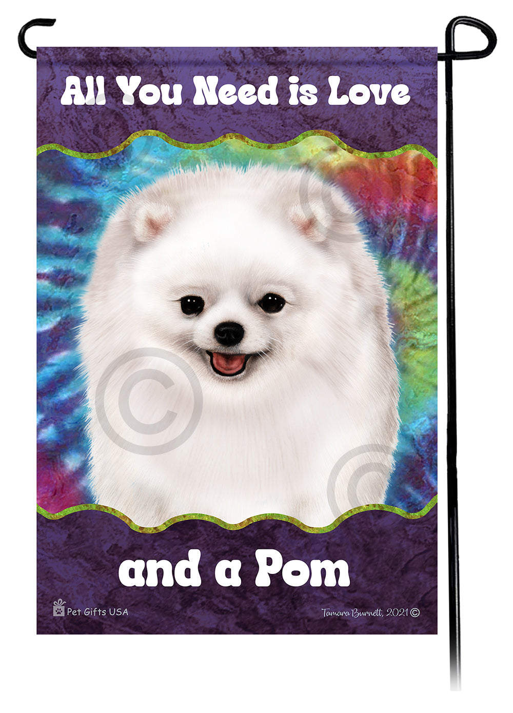 Pomeranian All You Need Is Love Garden Flag