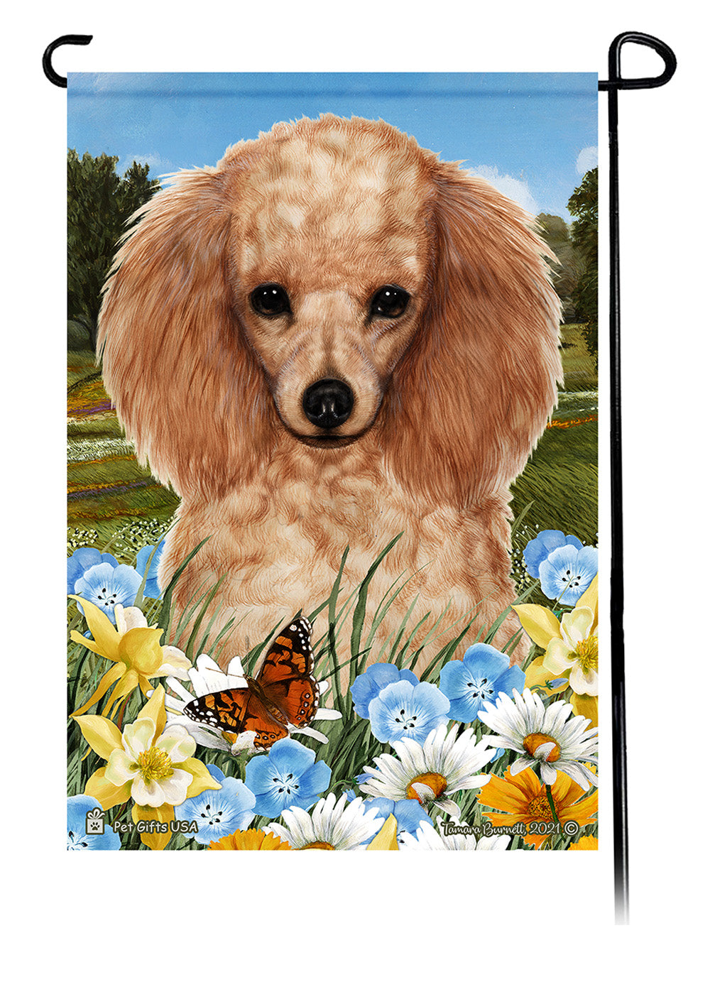 Poodle Summer Flowers Garden Flags