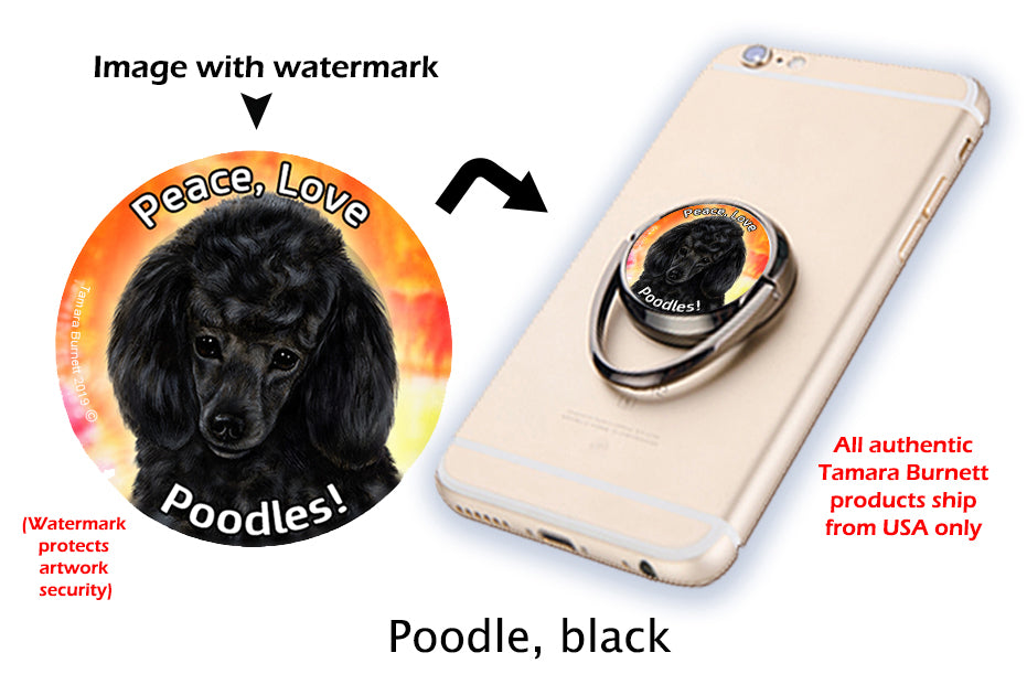 Poodle Black Phone Stand