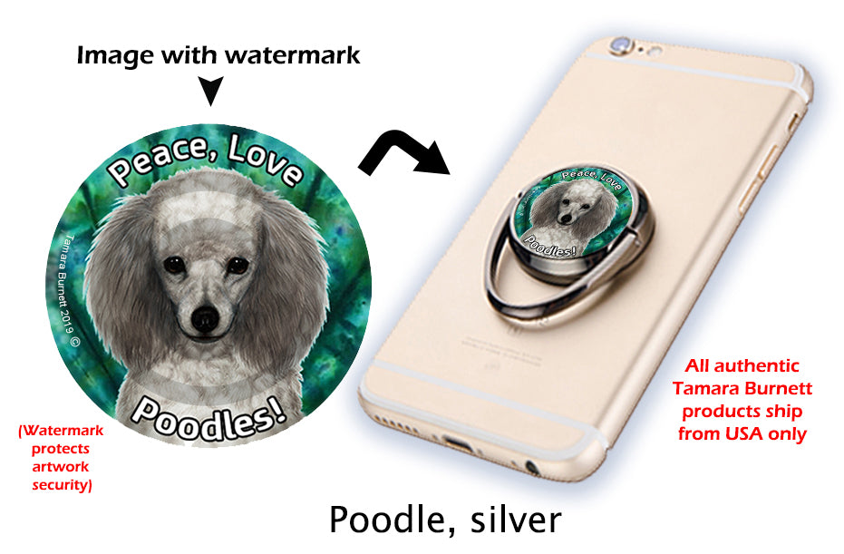 Poodle Silver Phone Stand