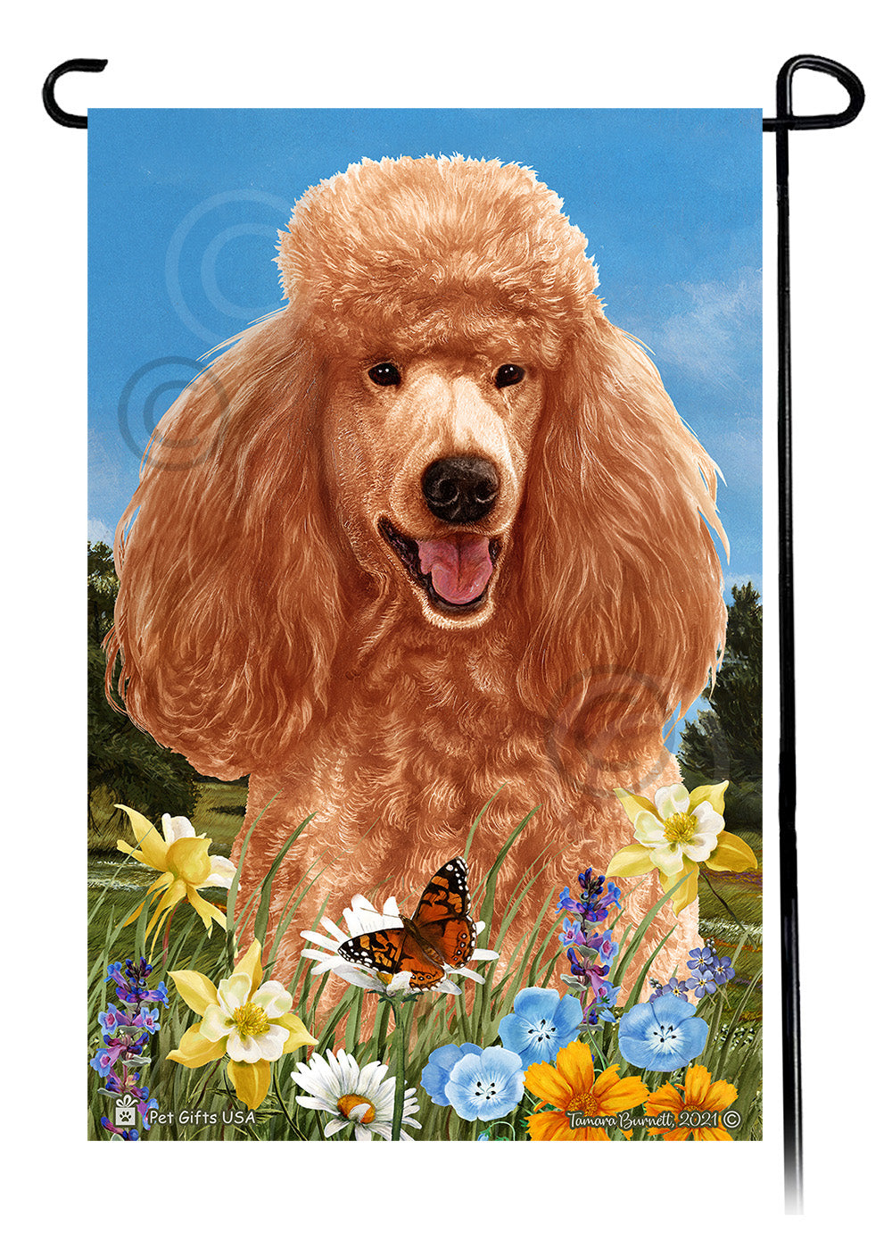Poodle Summer Flowers - Garden Flag