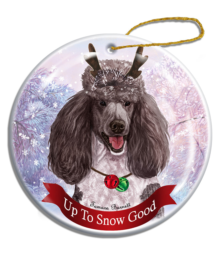 Poodle Standard Silver and White Ornament