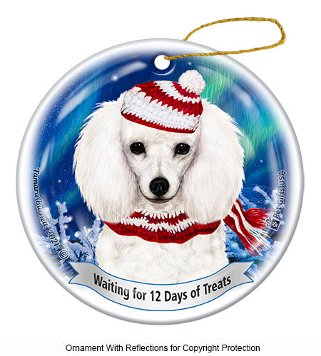 Poodle White Ornament