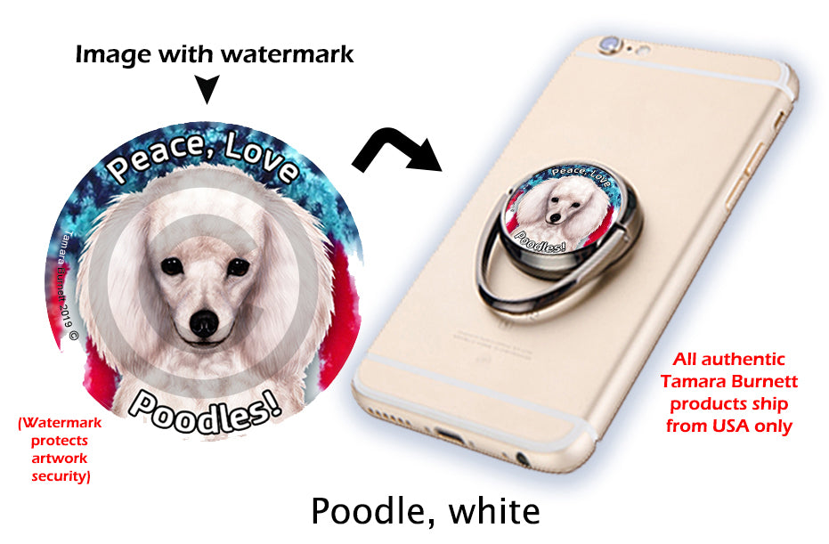 Poodle White Phone Stand