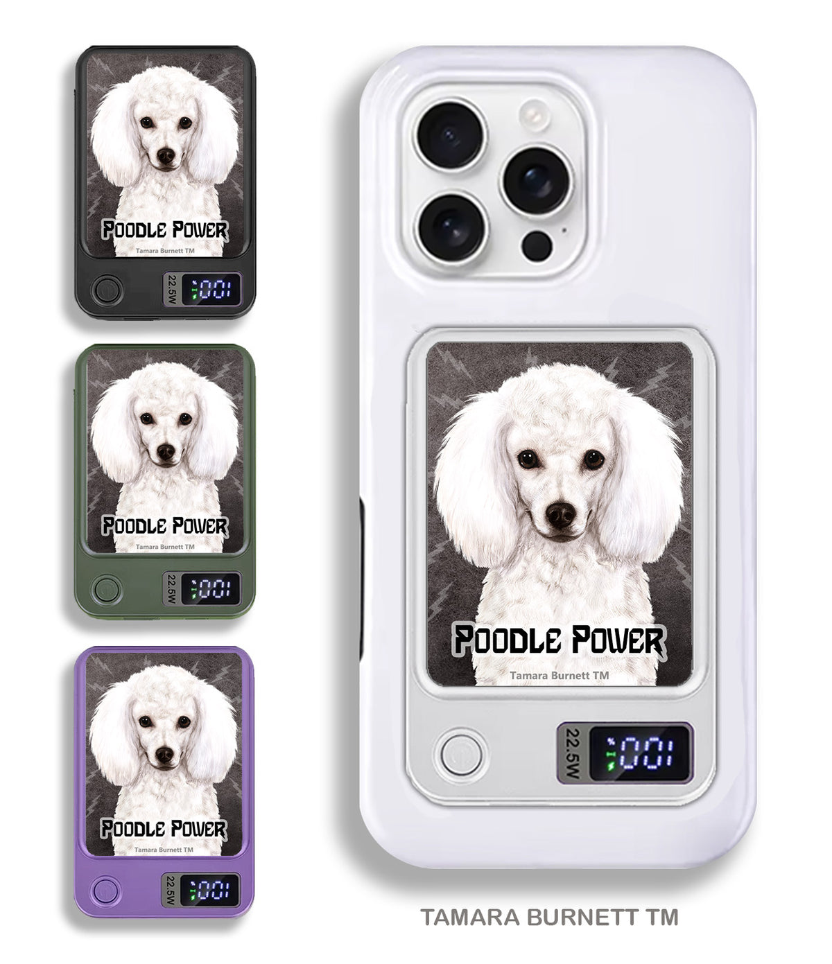 Poodle White Phone Bank Wireless Charger