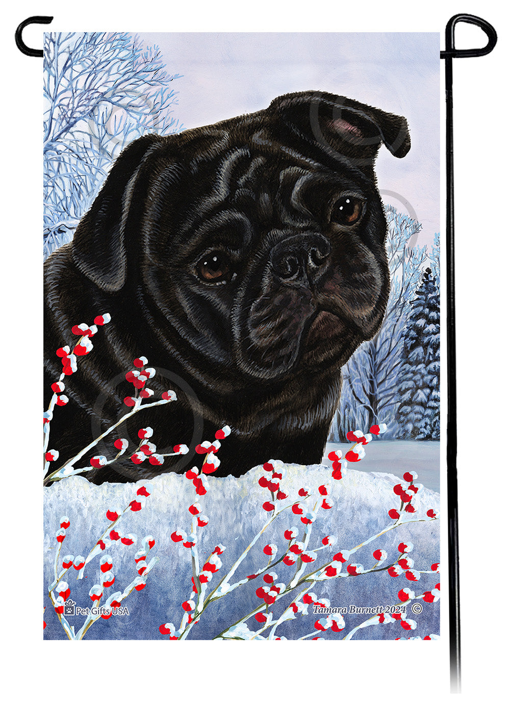 Pug Winterberries Garden Flags