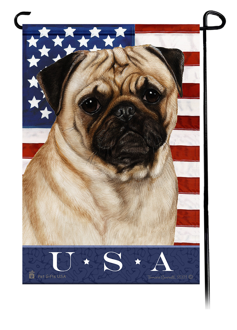 Pug True Blue Garden Flags