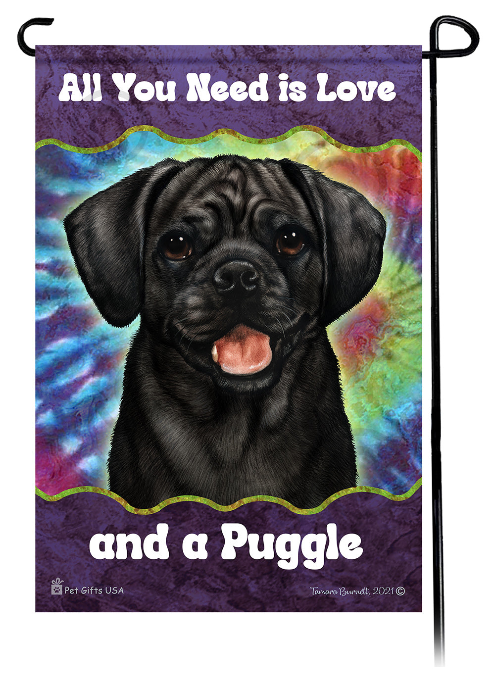 Puggle All You Need Is Love Garden Flags