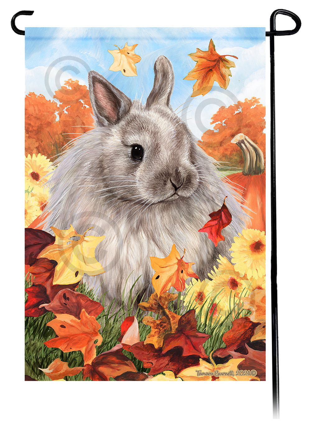 Jersey Wooley Rabbit Falling Leaves Garden Flags