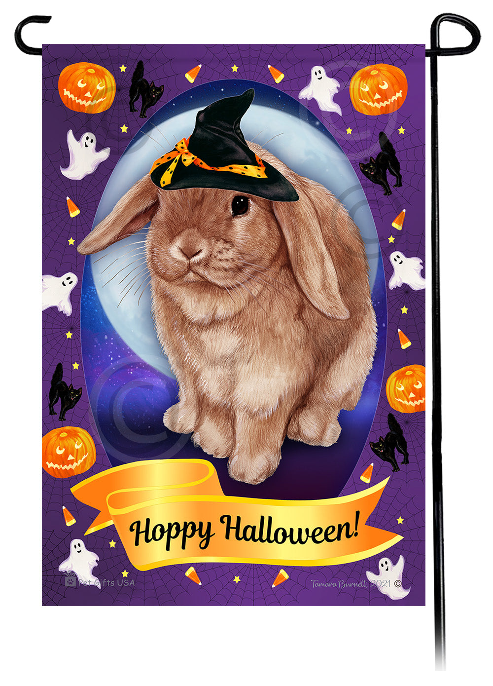 Mini Lop Rabbit Halloween Howls - Garden Flag