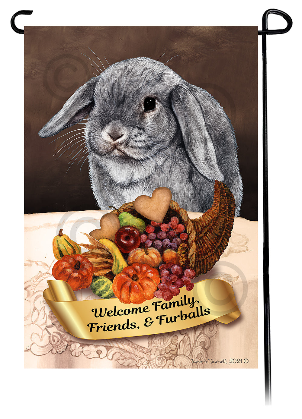 Mini Lop Rabbit Thanksgiving - Garden Flag