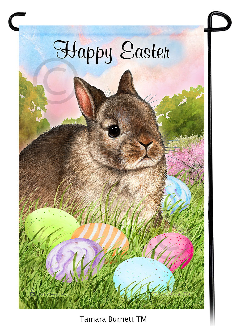 Netherland Dwarf Rabbit Happy Easter Garden Flags