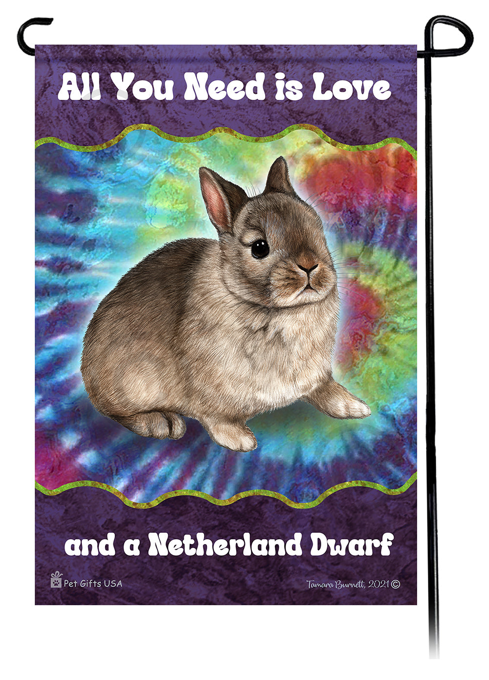 Netherland Dwarf Rabbit All You Need Is Love Garden Flag