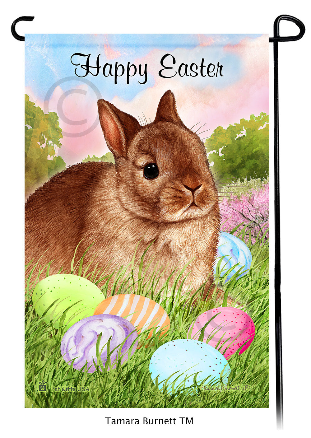Netherland Dwarf Rabbit Happy Easter - Garden Flag