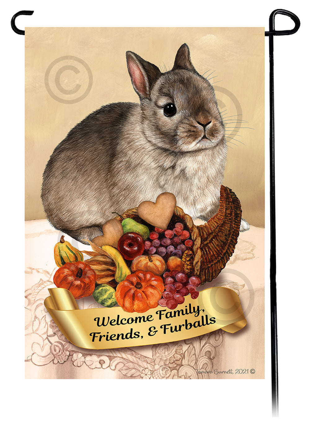 Netherland Dwarf Rabbit Thanksgiving - Garden Flag