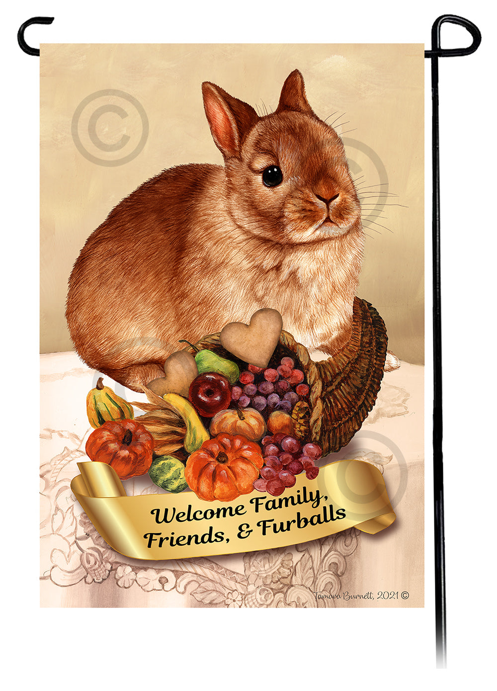 Netherland Dwarf Rabbit Thanksgiving Garden Flags