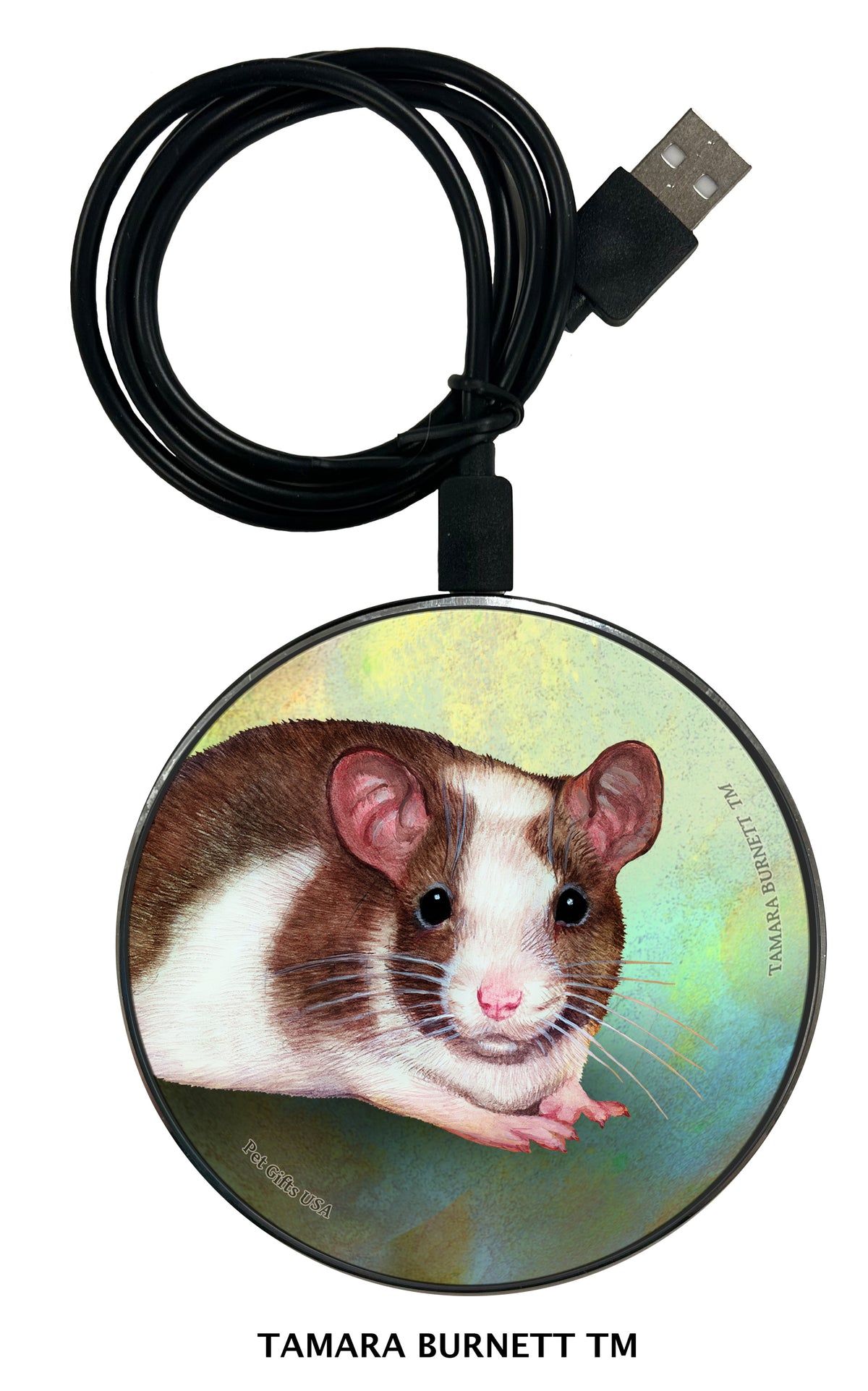 Fancy Rat Brown and White Pied Zoomies Wireless Charger