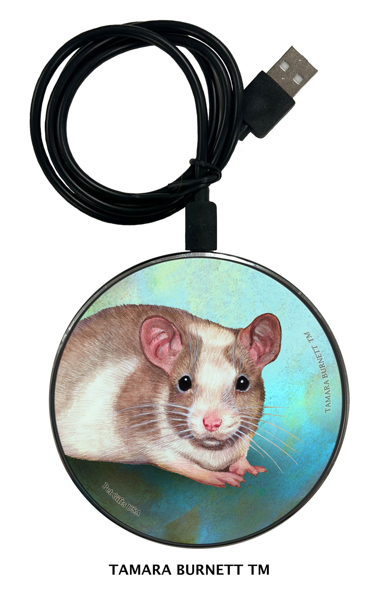 Fancy Rat Tan and White Pied Zoomies Wireless Charger
