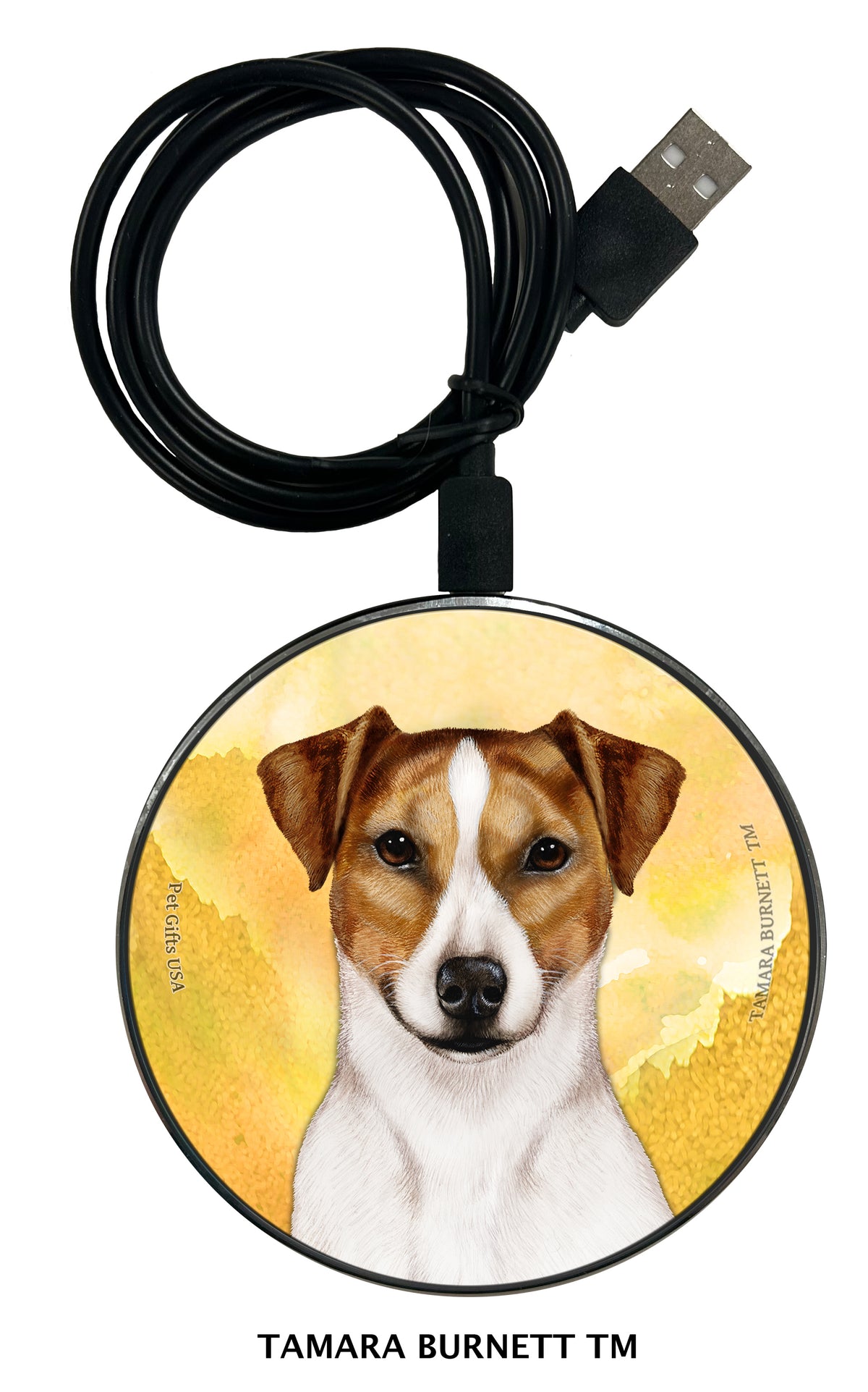 Rat Terrier Tan and White Uncropped Zoomies Wireless Charger