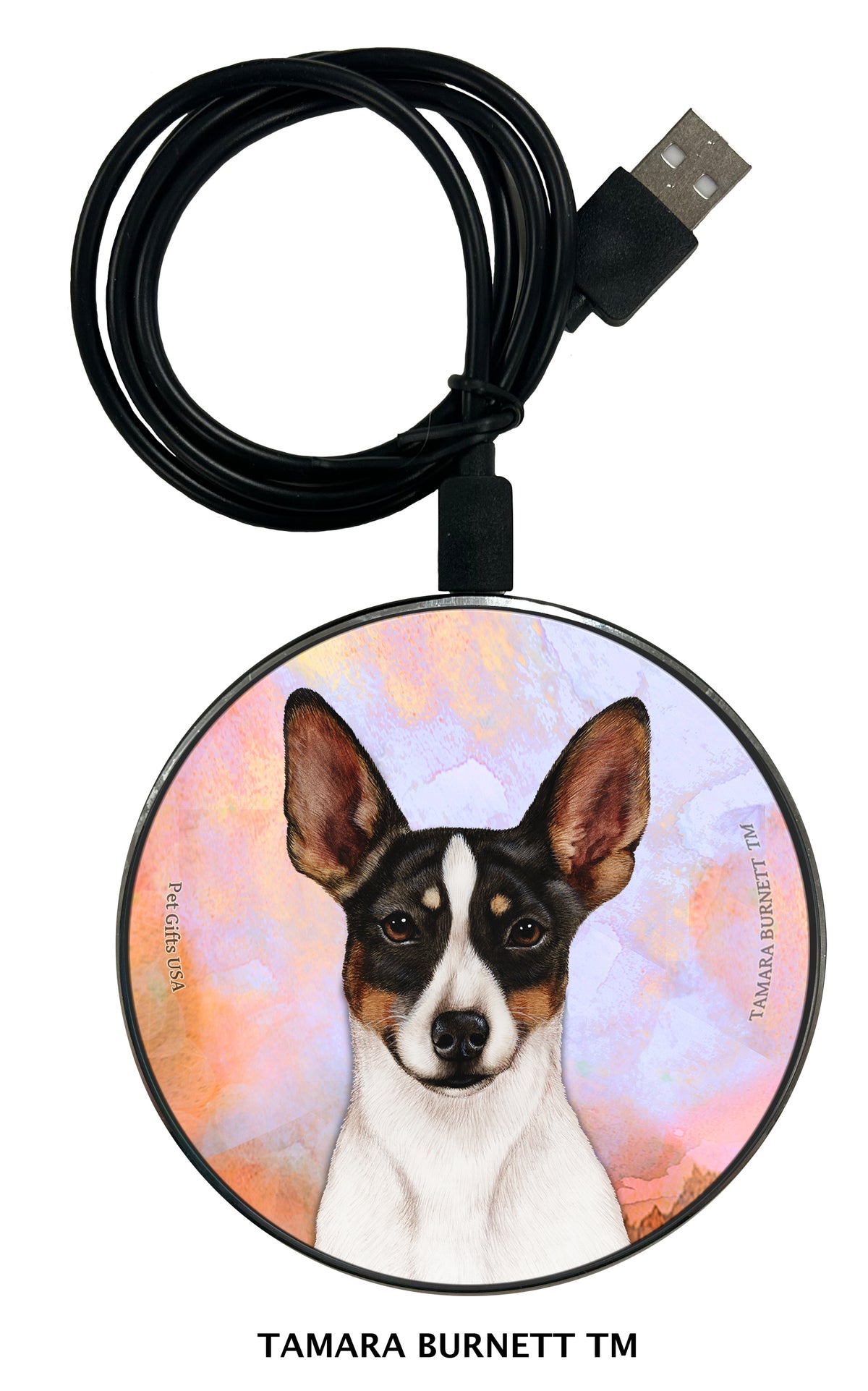 Rat Terrier Tri-Color Cropped Zoomies Wireless Charger