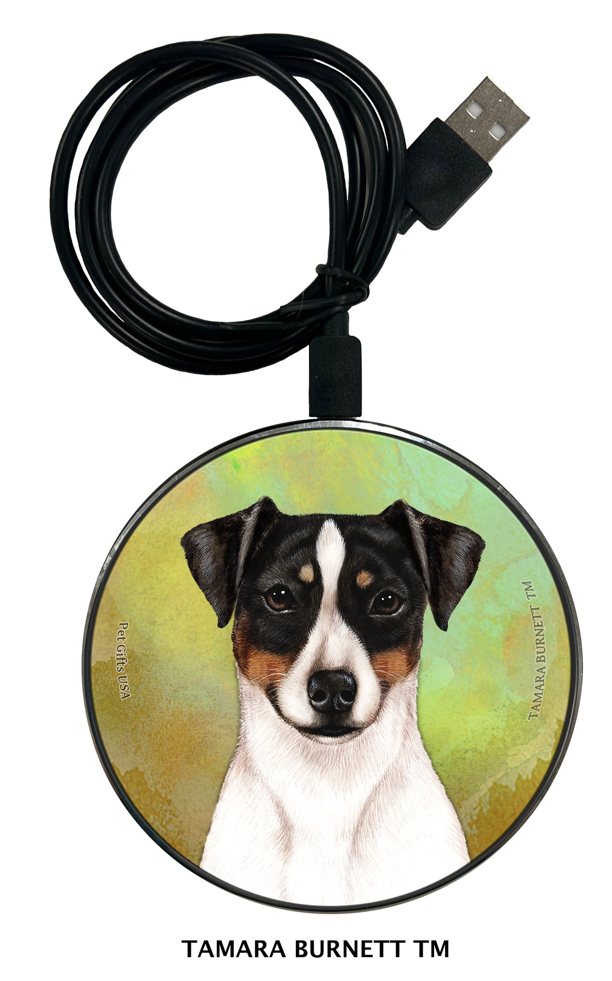 Rat Terrier Tri-Color Uncropped Zoomies Wireless Charger