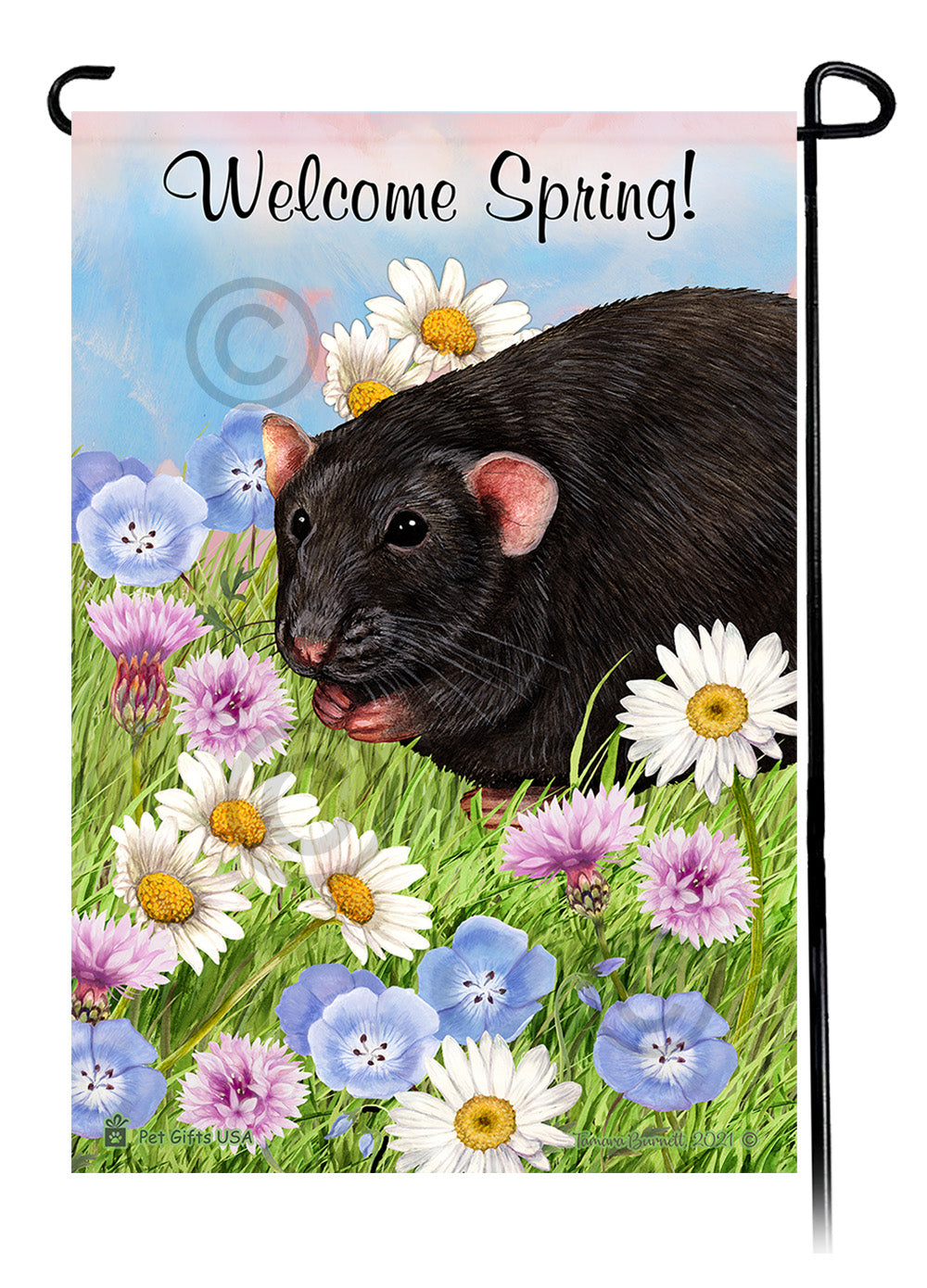 Black Rat Welcome Spring Garden Flags