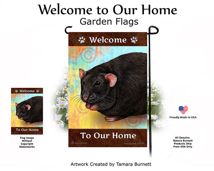 Black & White Hooded Rat Welcome To Our Home Garden Flags