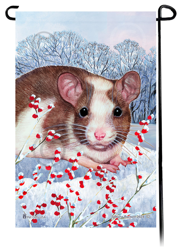 Brown & White Pied Rat Winterberries Garden Flags