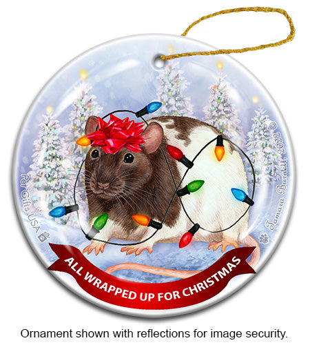 Fancy Rat Brown Hooded Ornament