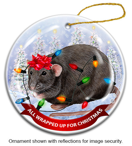 Fancy Rat Dark Grey Solid Ornament