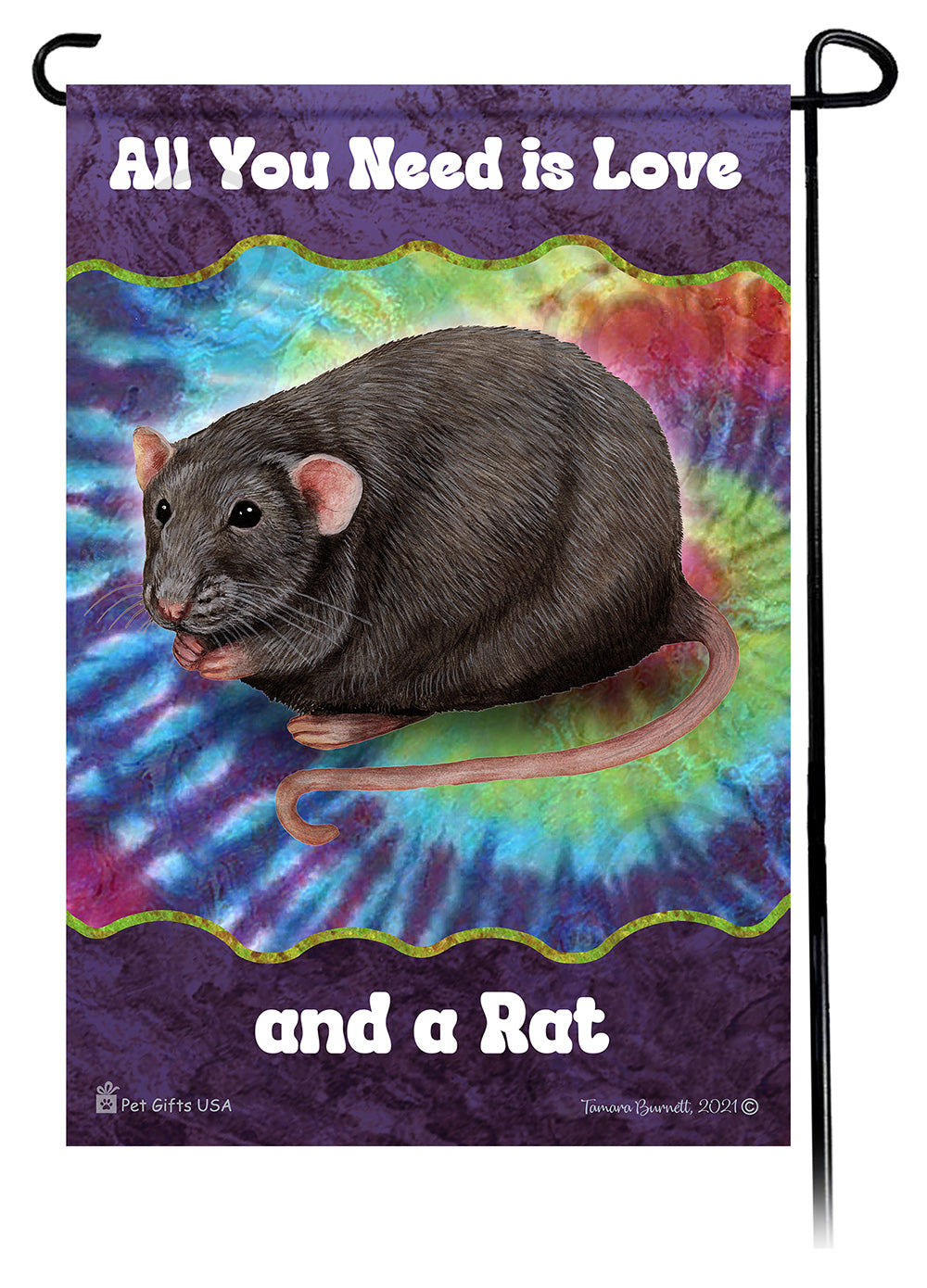 Grey Rat All You Need Is Love Garden Flags
