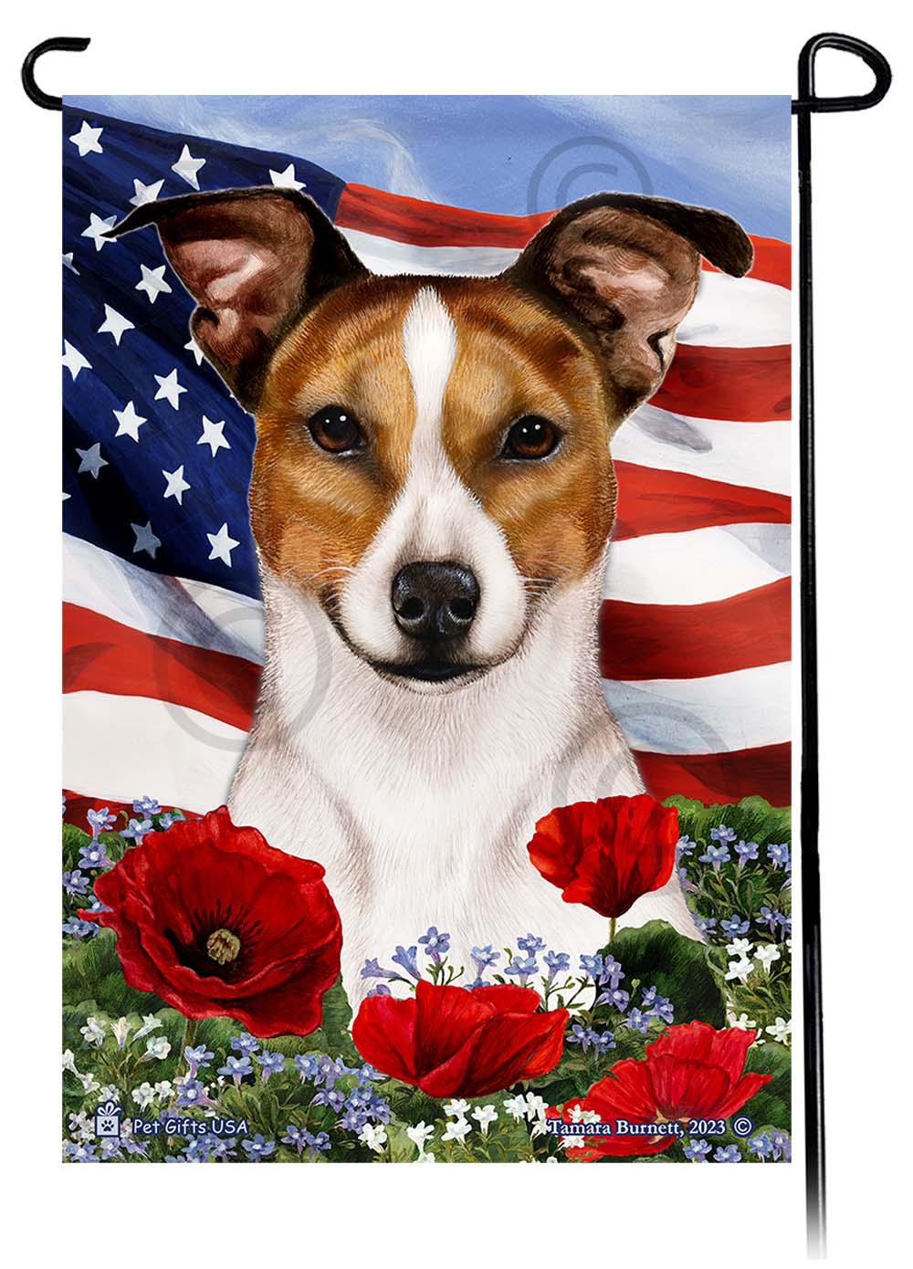 Rat Terrier Patriotic Flowers - Garden Flag