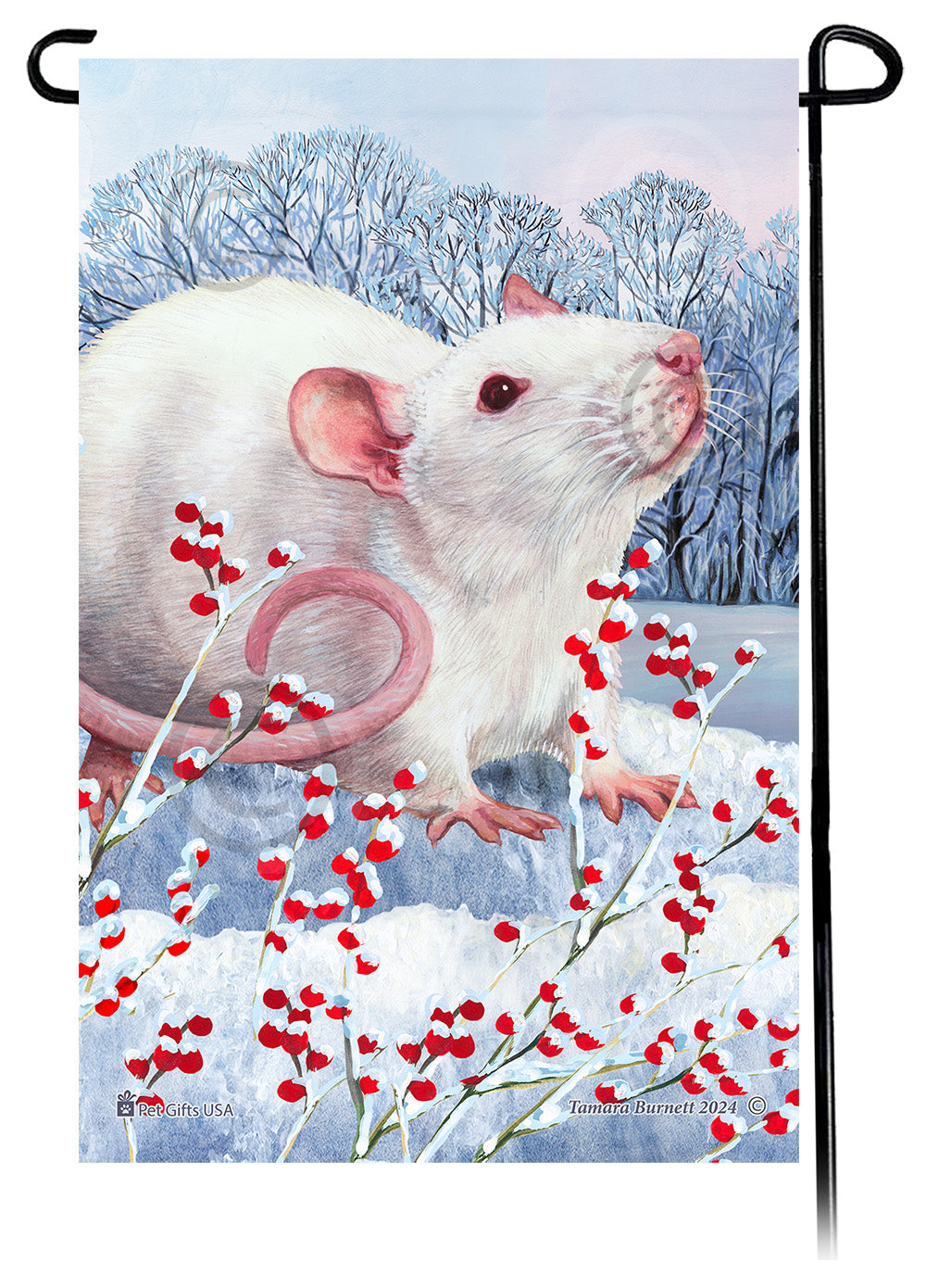 White Rat Winterberries Garden Flags